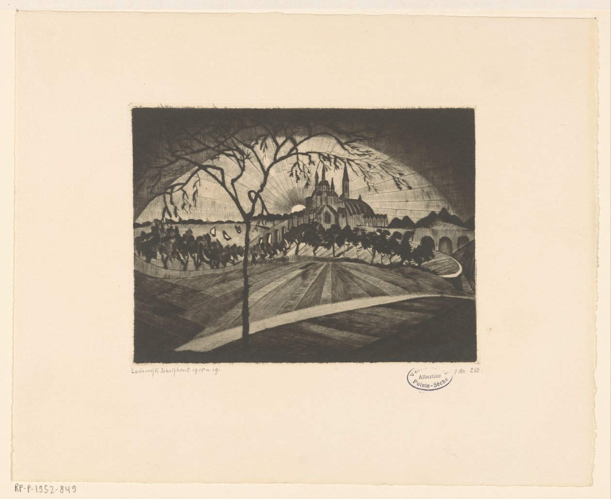 Západ slunce Coucher de soleil (původní název na objektu) od Lodewijk Schelfhout (signed by artist)