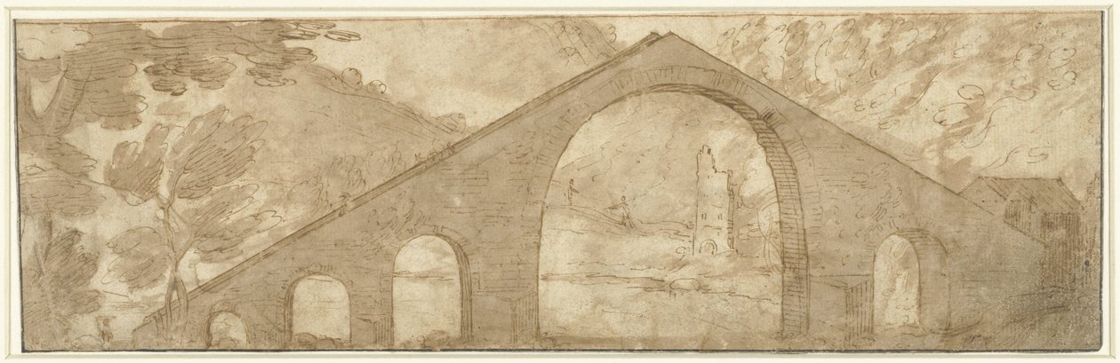 Strmý most v krajině od Lodewijk Toeput (attributed to)