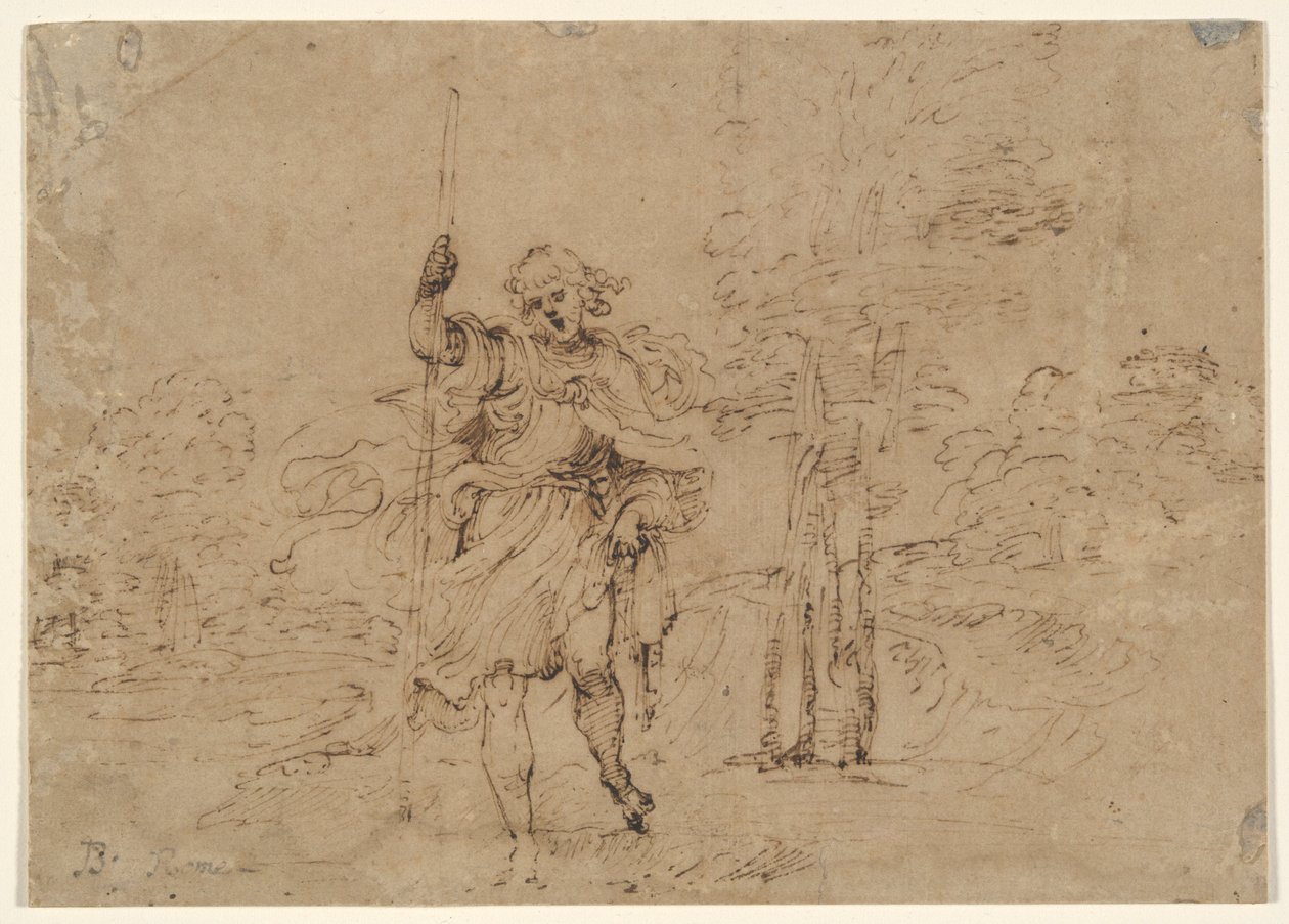 Svatý Kryštof (nebo Svatý Roch?) v krajině od Lodovico Carracci