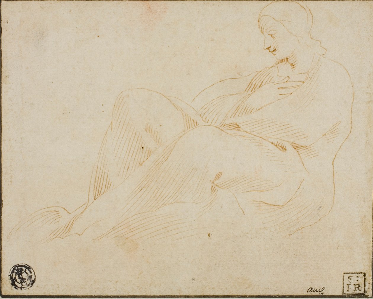 Sedící zahalená žena v profilu od Lodovico Carracci