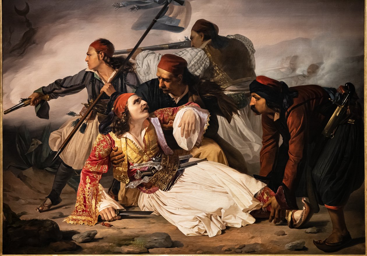 Smrt Marca Botzarise, kolem roku 1841 (olej na plátně) od Lodovico Lipparini