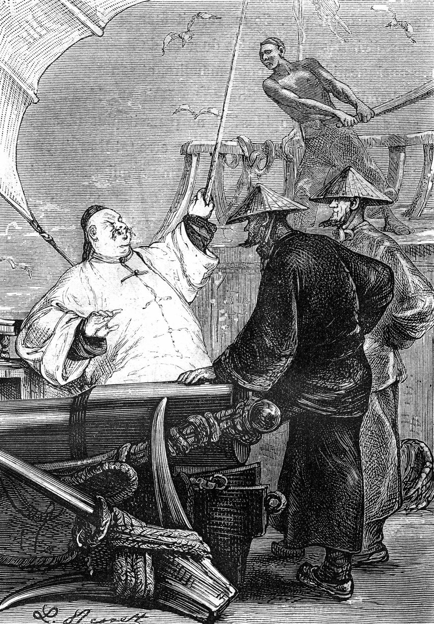 Kresba Leona Benetta z knihy Julese Verna "Útrapy Číňana v Číně" - Hetzelovo vydání / Podivuhodné cesty 1879. od Léon Benett