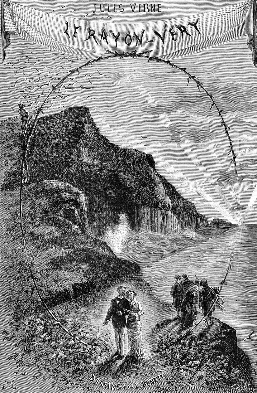 Frontispice románu Julese Verna "Zelený paprsek", sbírka Hetzel/Extraordinary Voyages 1882. Kresba Leona Benetta. od Léon Benett