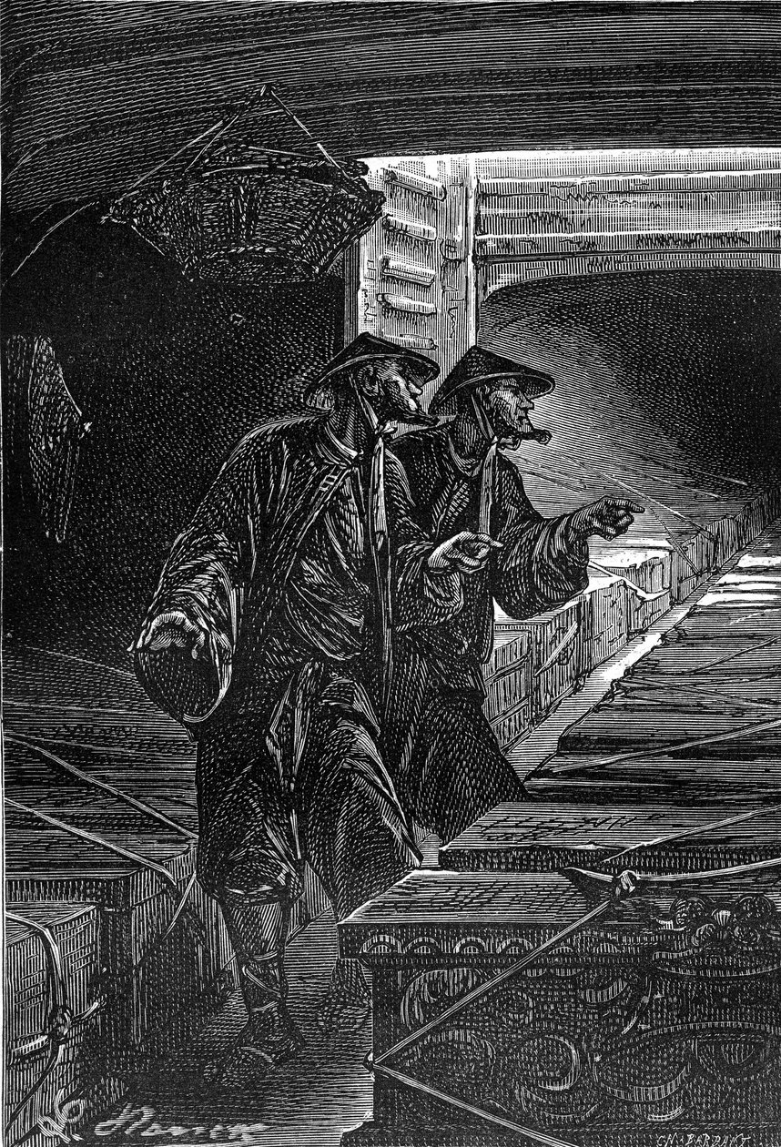 kresba Leona Benetta z knihy Julese Verna "Útrapy Číňana v Číně" - vydání Hetzel. Mimořádné cesty 1879. od Léon Benett