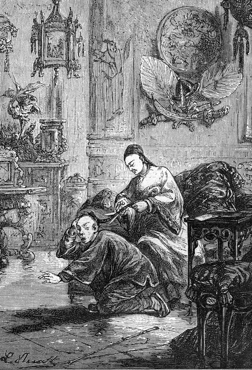 kresba Leona Benetta z knihy Julese Verna "Útrapy Číňana v Číně" - Hetzelovo vydání / Podivuhodné cesty 1879. od Léon Benett