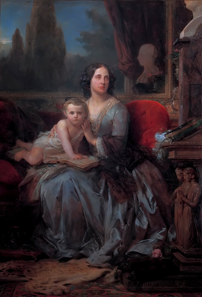 Maria Brignole-Sale De Ferrari se synem Filippo, autor: Leon Cogniet od Léon Cogniet