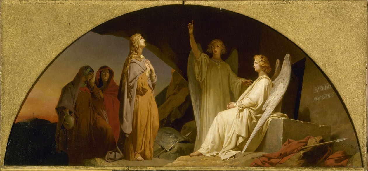 Skica k obrazu Eglise de la Madeleine: Sainte Madeleine au sépulcre z roku 1842 (olej na plátně) od Léon Cogniet