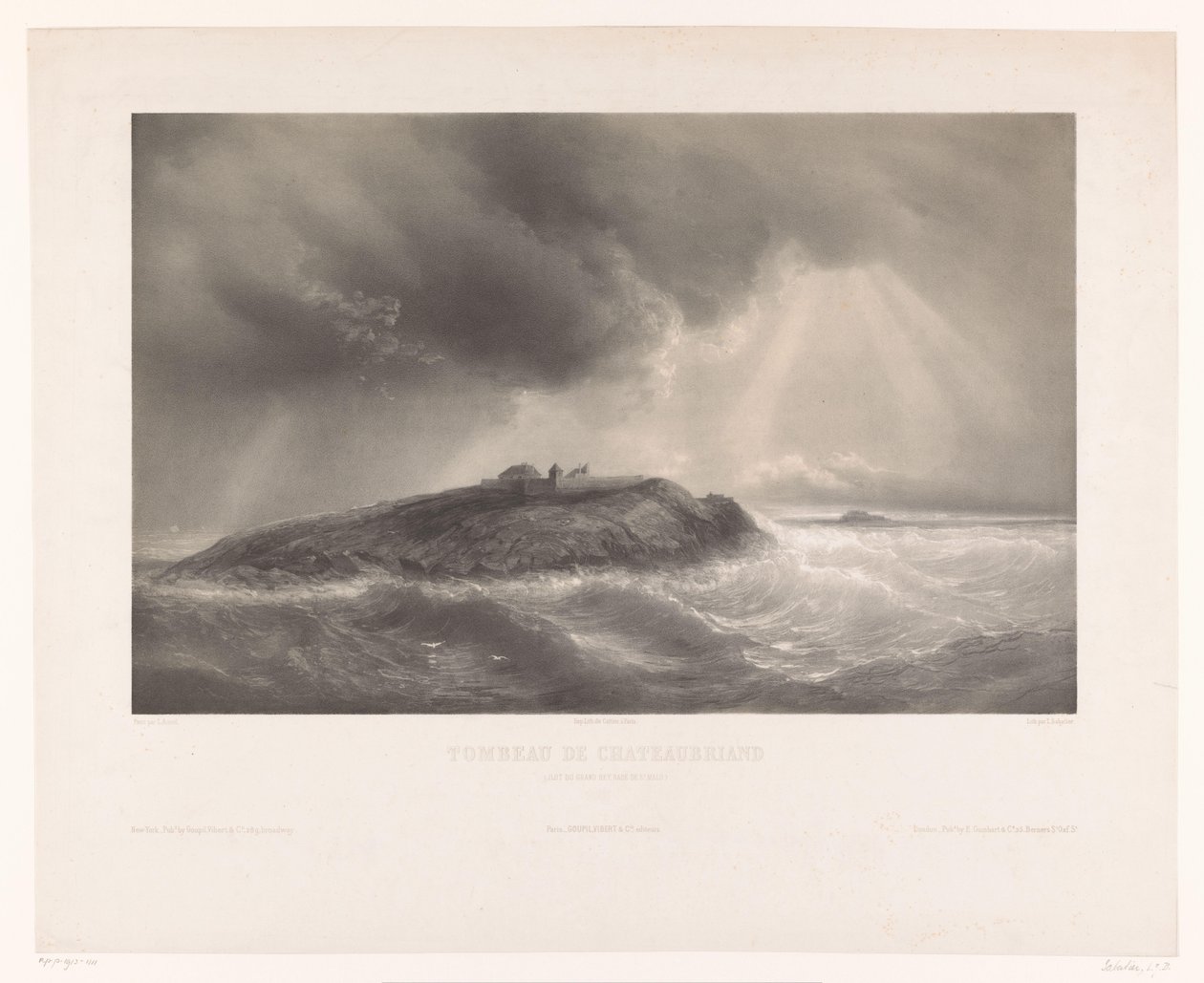 Graf van Francois-Rene de Chateaubriand Hrobka Chateaubrianda (Ilot du Grand Bey, Rade de St. Malo) (titul na předmětu) od Léon Jean Baptiste Sabatier