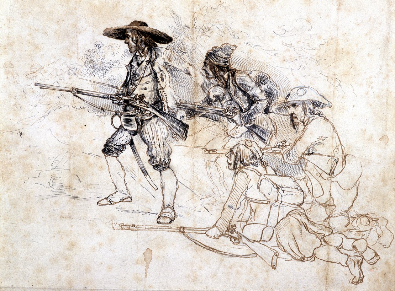 Čouanští vojáci - kresba Léonce Pepetit, B. M. de Dinan od Léonce Justin Alexandre Petit