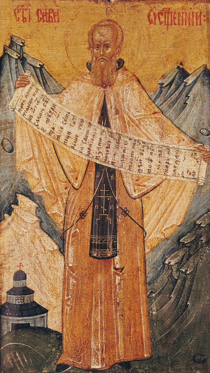 Ikona svatého Sabase Jeruzalémského, 1572 (tempera na panelu) od Longin