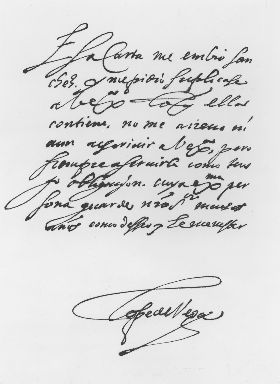 Podepsaný dopis od Lope Felix de Vega Carpio