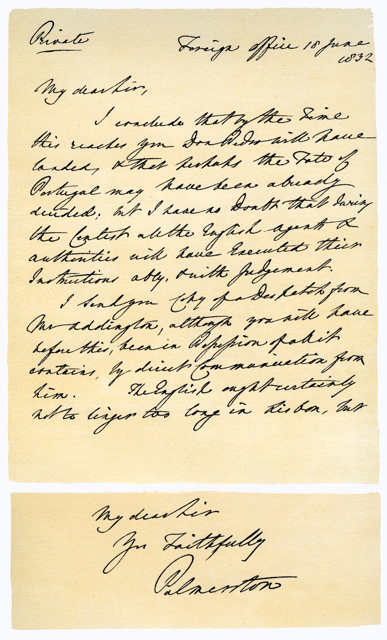 Dopis Henryho Johna Templea RB Hoppnerovi, 18. června 1832. od Lord Palmerston