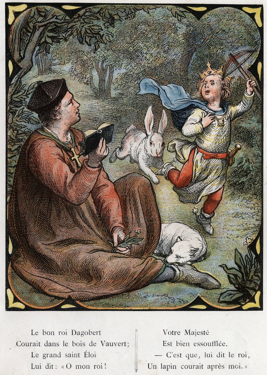 Ilustrace Lorenze Frolicha (1820-1908) k populární písni „Dobrý král Dagobert““. Edice J. Hetzel. Kolem 1880. od Lorens Frolich