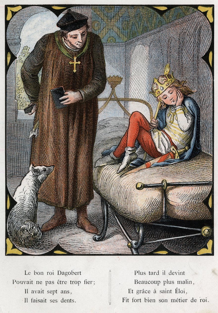 Ilustrace Lorenze Frolicha (1820-1908) k populární písni „Dobrý král Dagobert““. Vydání J. Hetzel. Kolem roku 1880. (Bolest zubů) od Lorens Frolich