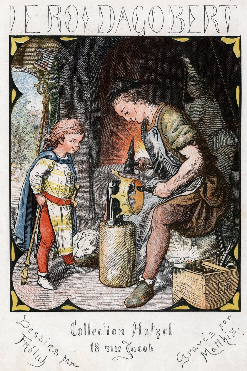 Ilustrace Lorenze Frolicha (1820-1908) k populární písni „Dobrý král Dagobert““. Edice J. Hetzel. Kolem 1880. od Lorens Frolich