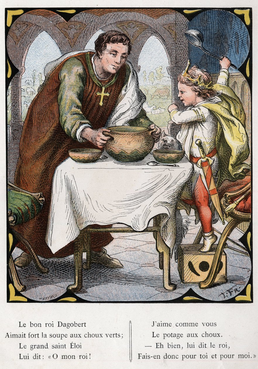 Ilustrace Lorenze Frolicha (1820-1908) k populární písni „Dobrý král Dagobert““. Edice J. Hetzel. Kolem 1880. od Lorens Frolich