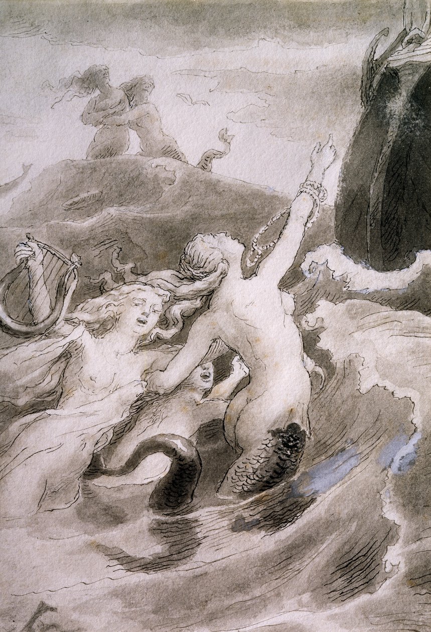 Malá mořská víla, ilustrace Lorenze Frolicha (1820-1908) k pohádce Hanse Christiana Andersena (1805-1875) od Lorens Frolich