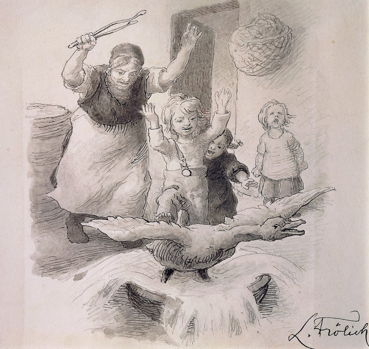 Ošklivé káčátko, ilustrace Lorenze Frolicha (1820-1908) k pohádce Hanse Christiana Andersena (1805-1875). od Lorens Frolich