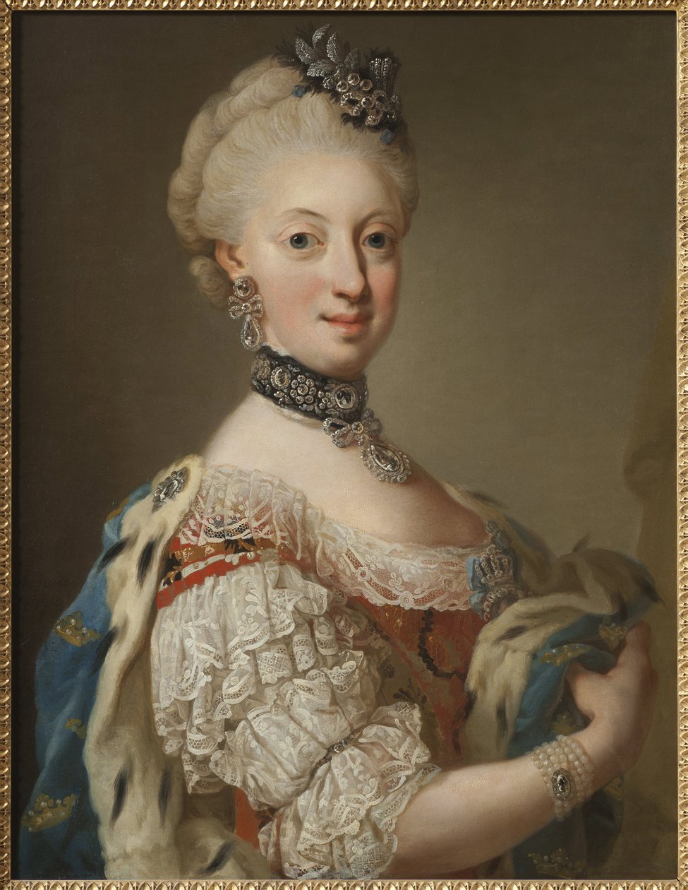 Sophie Madeleine de Danemark, reine de Suede - Portrét Sophie Magdaleny Dánské (1746-1813), královny Švédska, od Pascha, Lorenze, mladšího (1733-1805). Olej na plátně od Lorens the Younger Pasch
