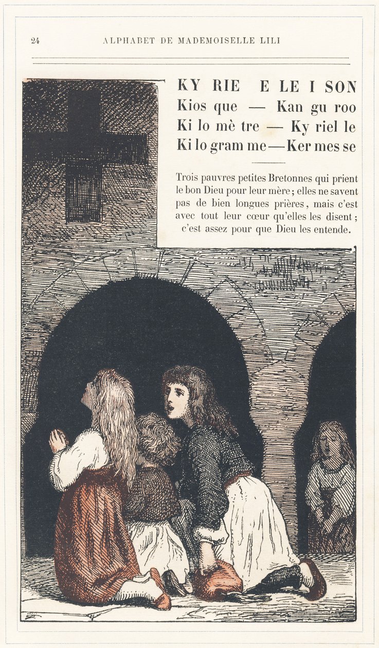 Kyrie Eleison, Kiosek, Kanguroo, Kilometr, Kyrielle, Kilogram, Kermesse, strana 24 - Abeceda Mademoiselle Lili, L. Froelich a tatínek (sám Hetzel). Bibliotheque  Magasin d