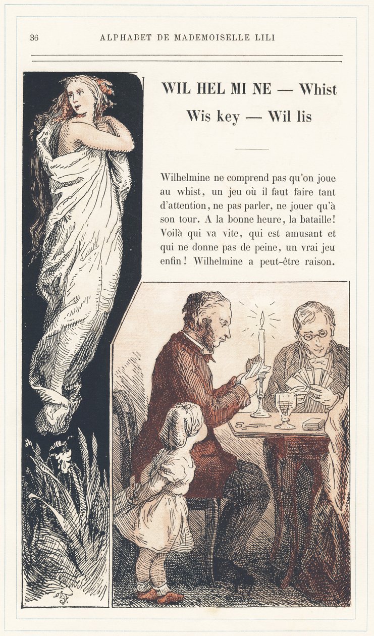 Wilhelmine, Whist, Wiskey, Willis, strana 36 - Abeceda paní Lili, autor L. Froelich a otec (sám Hetzel). Bibliotheque  Magasin d