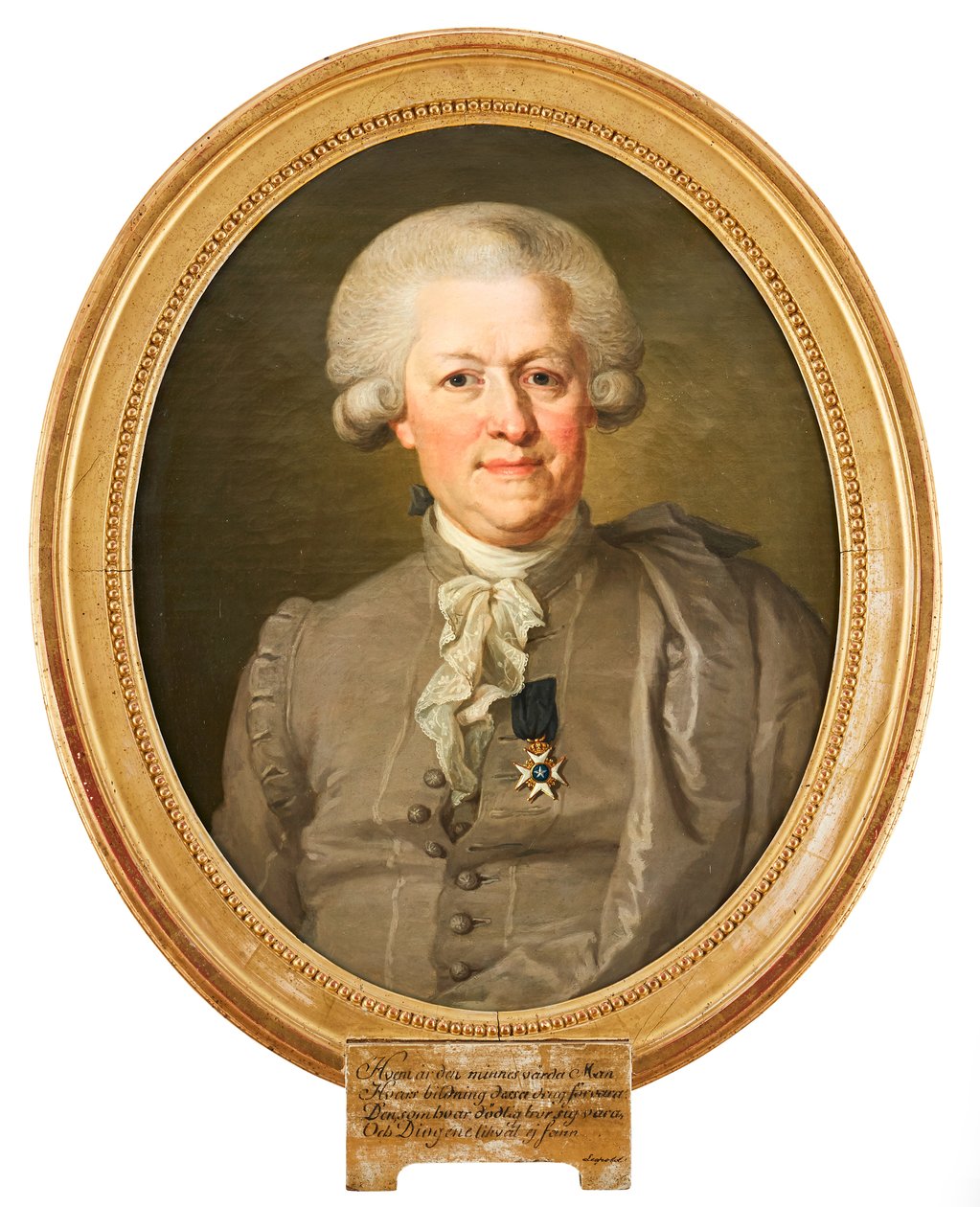 Portrét zachycující guvernéra Nilse von Rosensteina v národním kroji a s rytíři řádu Severního řádu na hrudi. Obraz Lorenz Pasch r. R. (1733-1805) od Lorenz Pasch