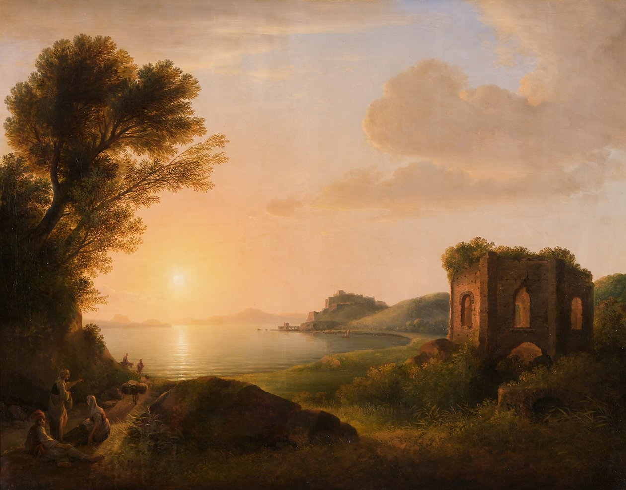 Zátoka Baiae při západu slunce od Lorenz Adolf Schönberger