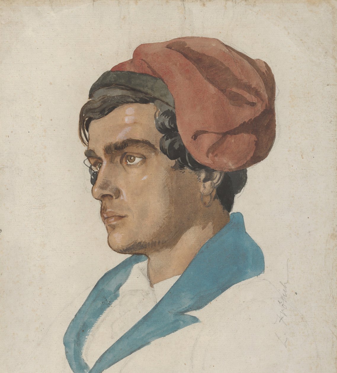 Vedoucí studie rybáře z Capri, ca. 1849. od Lorenz Frølich