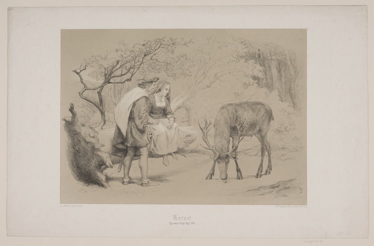 Kříž, str. 299, ilustrace k filmu Christiana Winthera „Flight of the Deer“ od Lorenz Frølich