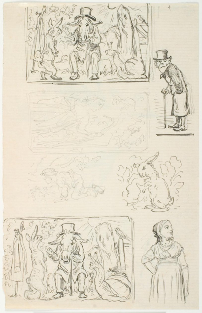 Sedm návrhů, mj. do H.C. Andersenův Hurtiglöperne, Šnek a růžový plot a Anne Lisbeth od Lorenz Frølich