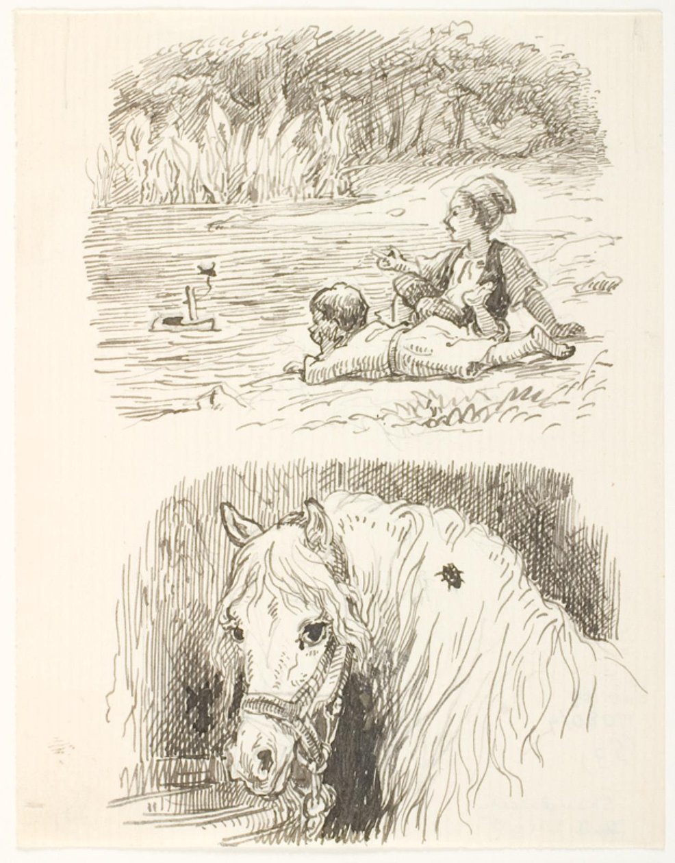 Dva návrhy ilustrací pro Skarnbassen od Lorenz Frølich