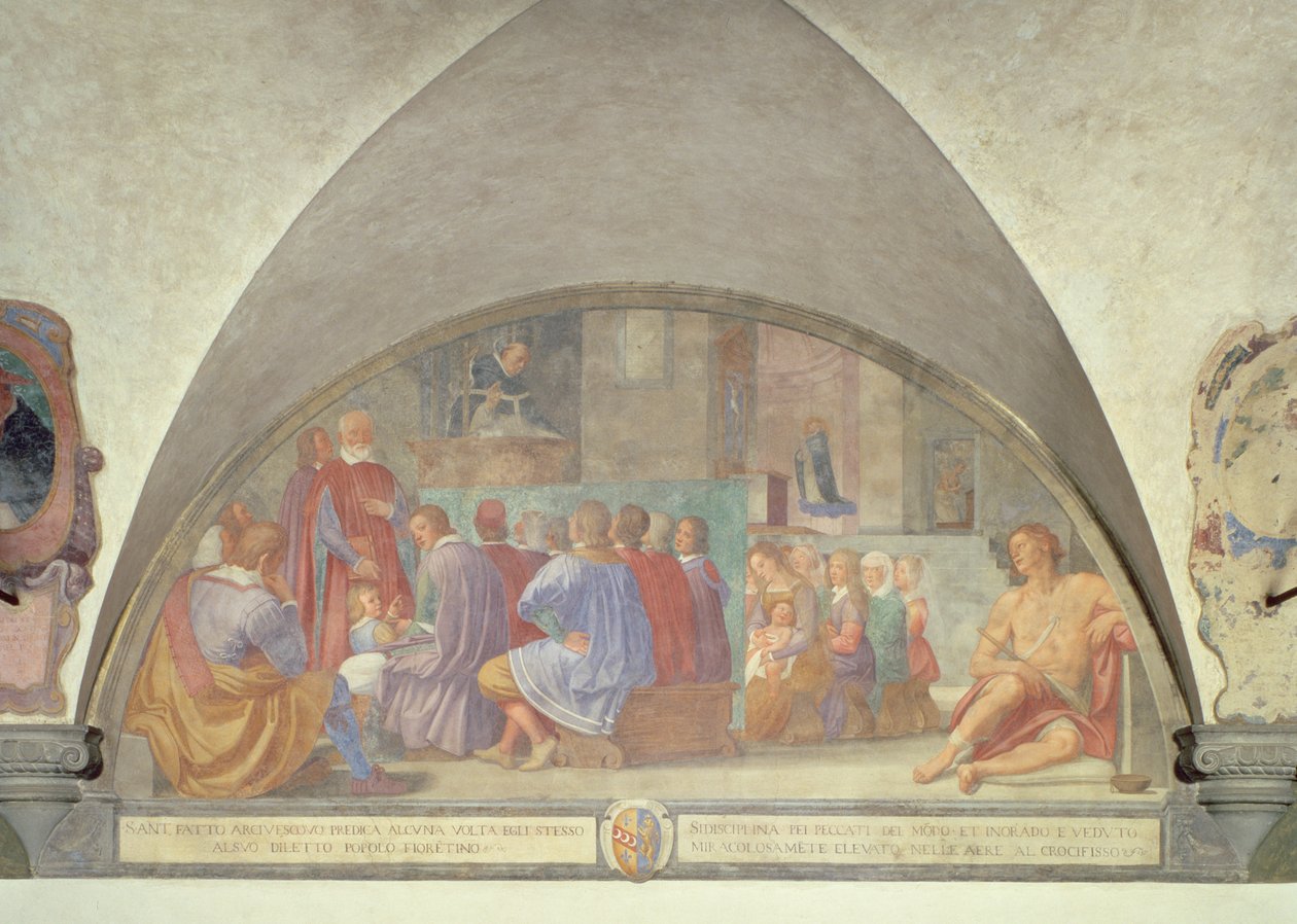Kázání sv. Antonína, luneta od Lorenzo Cerrini