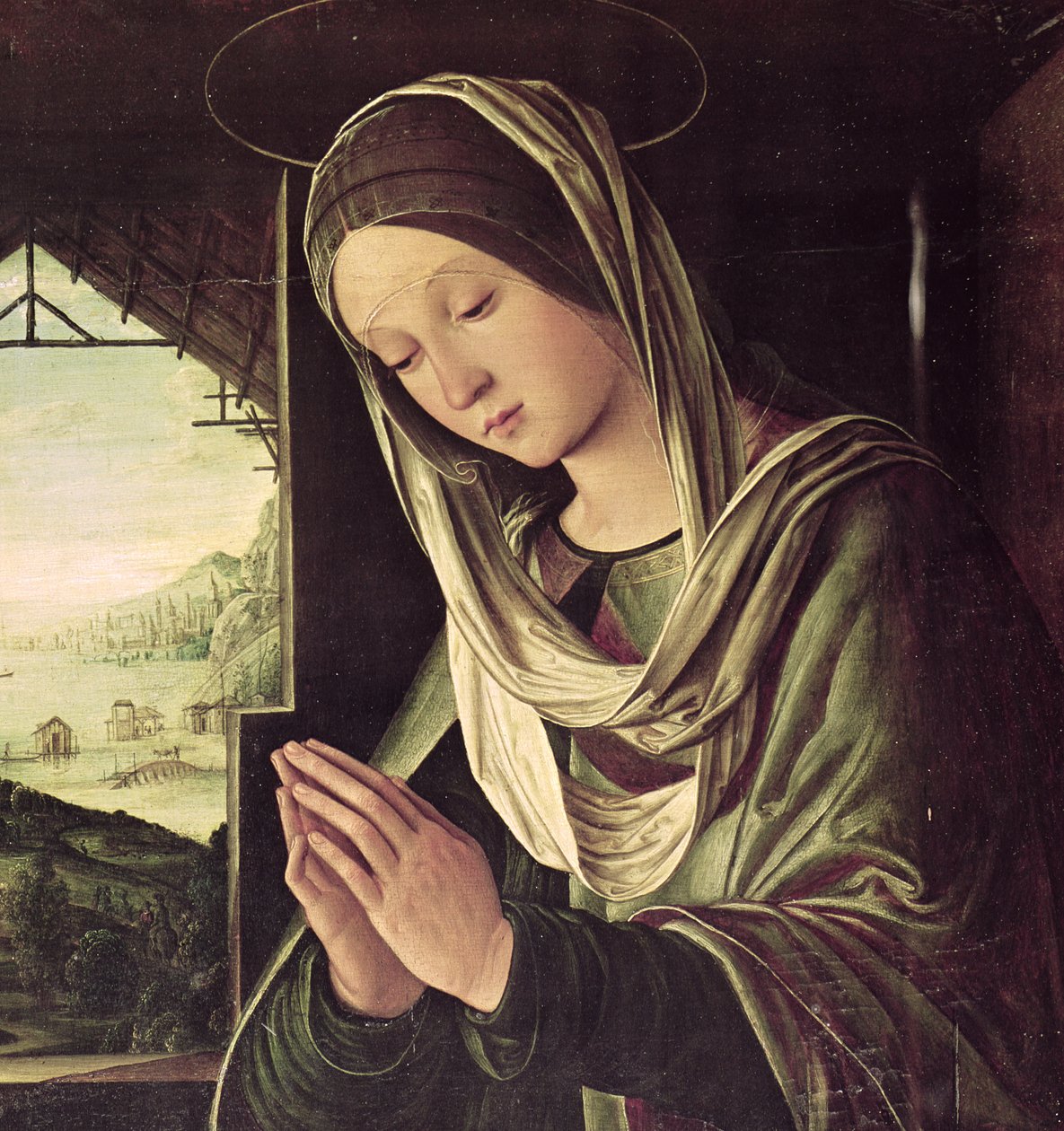 Narození Páně, c.1490 (podrobnosti z roku 201617) od Lorenzo Costa