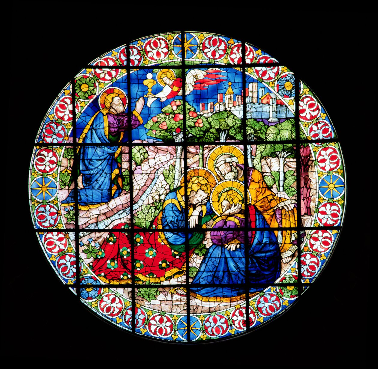 Oculus zobrazující Krista v zahradě Getsemanské, 1443-45 (vitráže) od Lorenzo Ghiberti