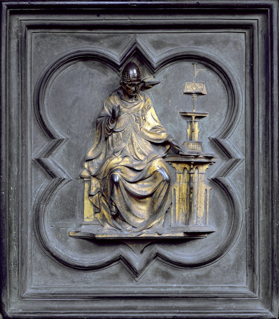St. Gregory, panel G severních dveří baptisteria San Giovanni, 1403-24 (bronz) od Lorenzo Ghiberti