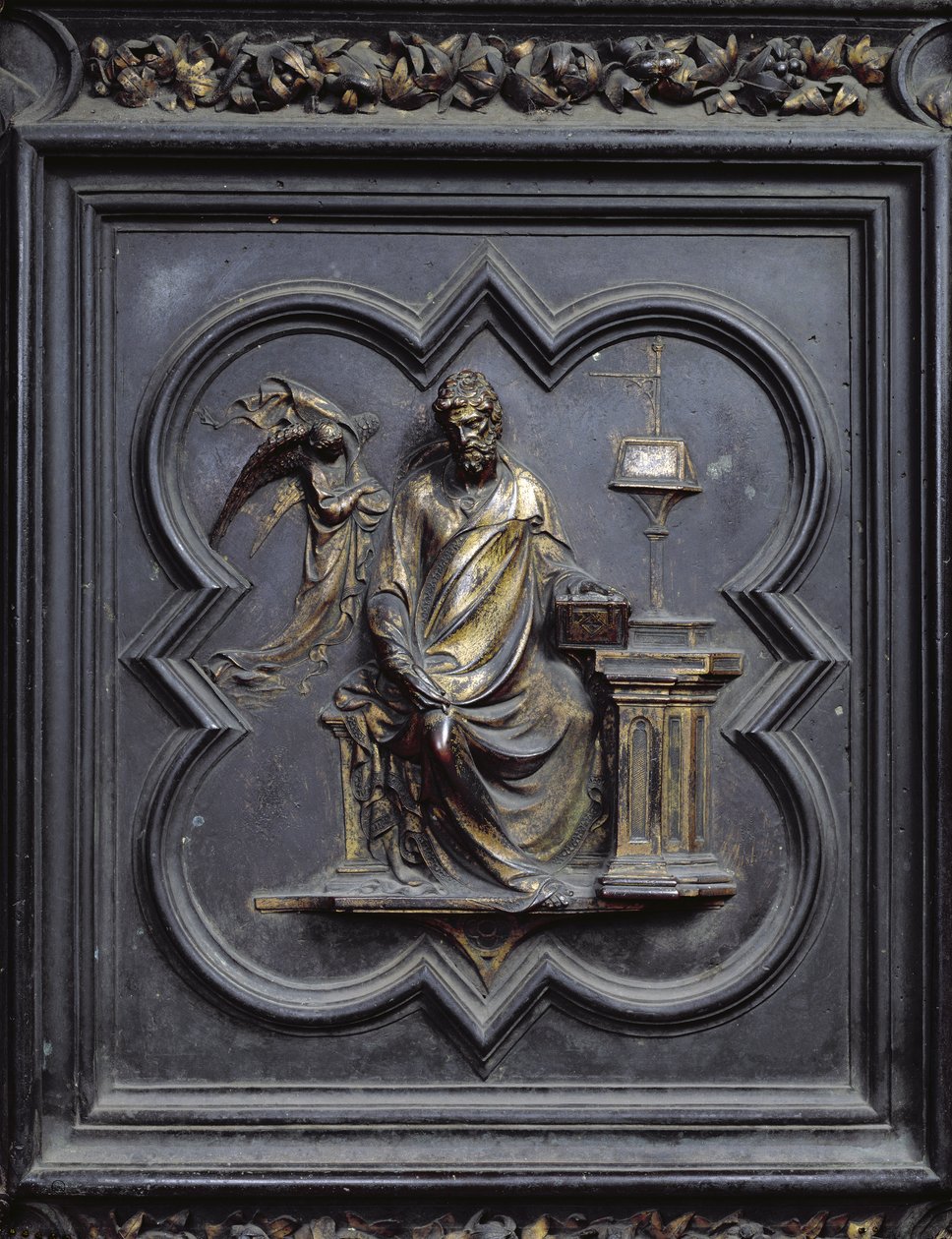 Svatý Matouš Evangelista, panel B Severních dveří baptisteria San Giovanni, 1403-24 (bronz) od Lorenzo Ghiberti