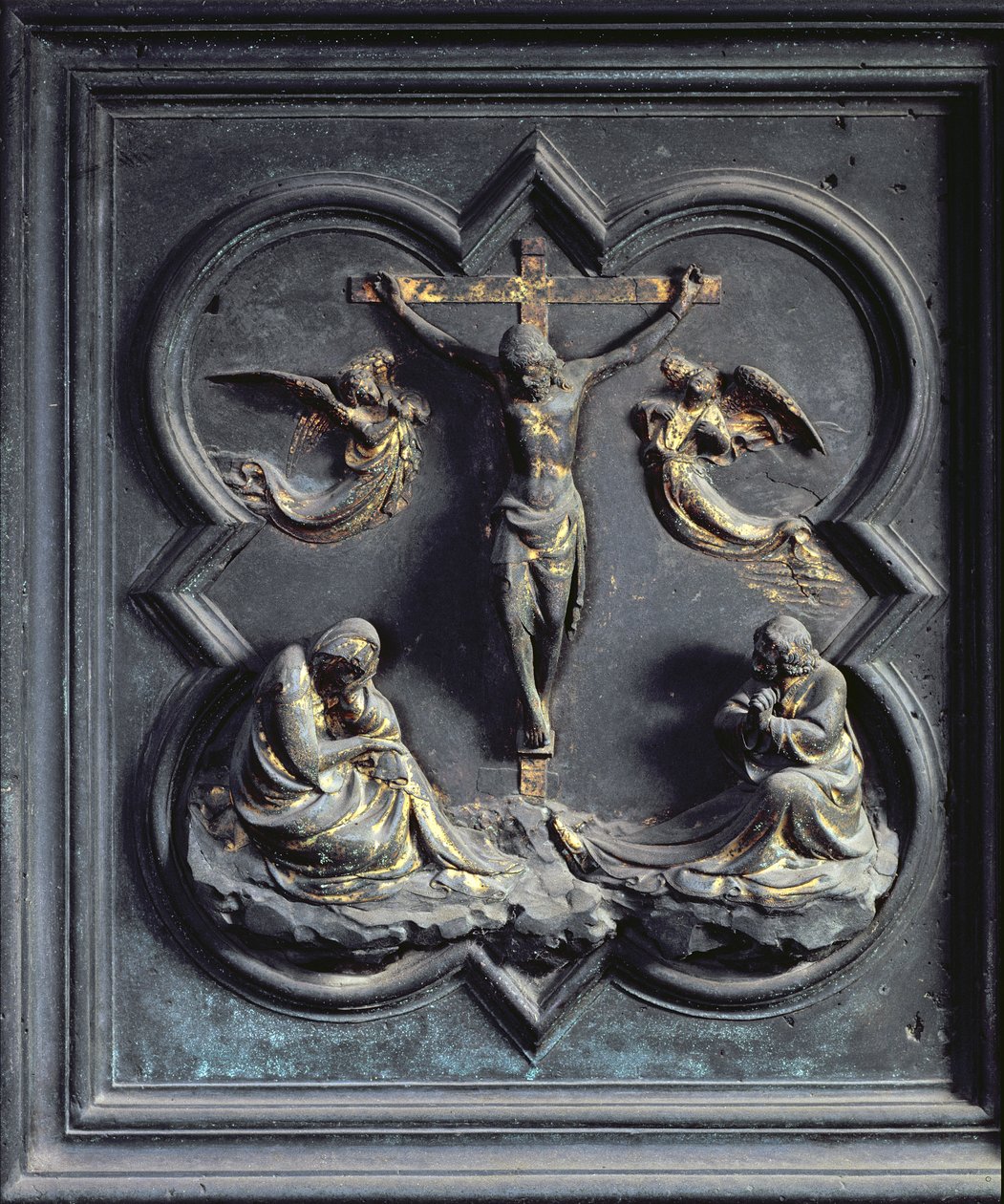 Ukřižování, osmnáctá deska severních dveří baptisteria San Giovanni, 1403-24 (bronz) od Lorenzo Ghiberti