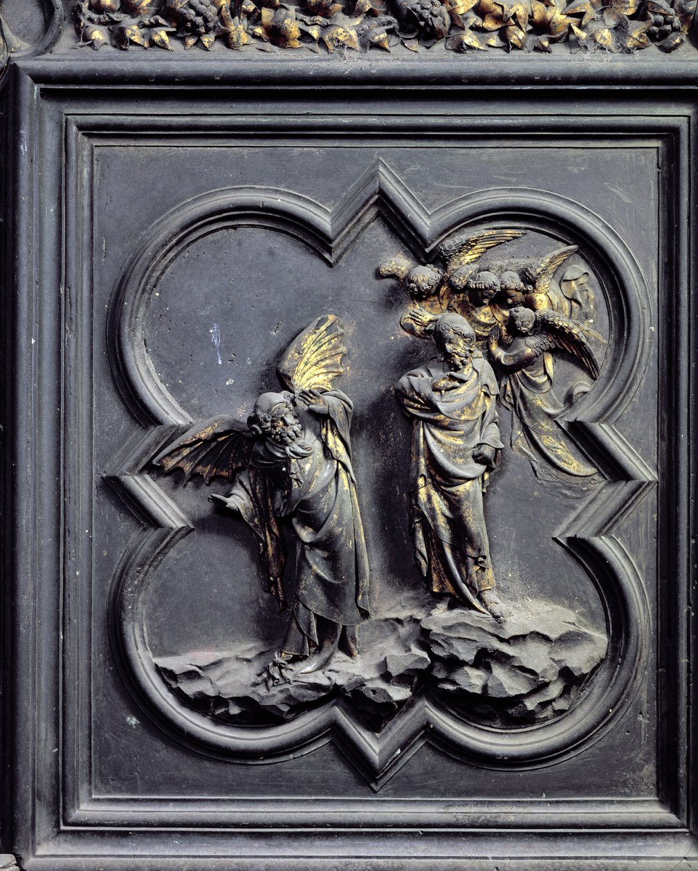 Pokušení Krista, šestý panel Severních dveří baptisteria San Giovanni, 1403-24 (bronz) od Lorenzo Ghiberti