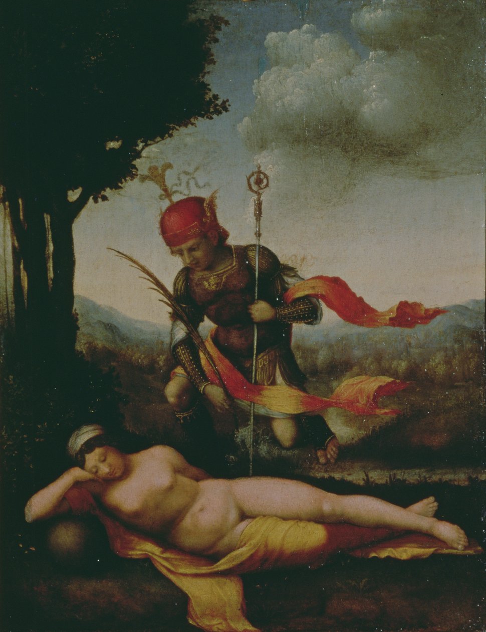 Merkur a psychika, 1522-23 (panel) od Lorenzo Leonbruno