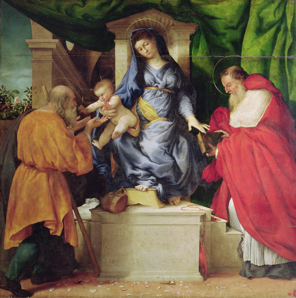 Madona z růží, 1526 od Lorenzo Lotto