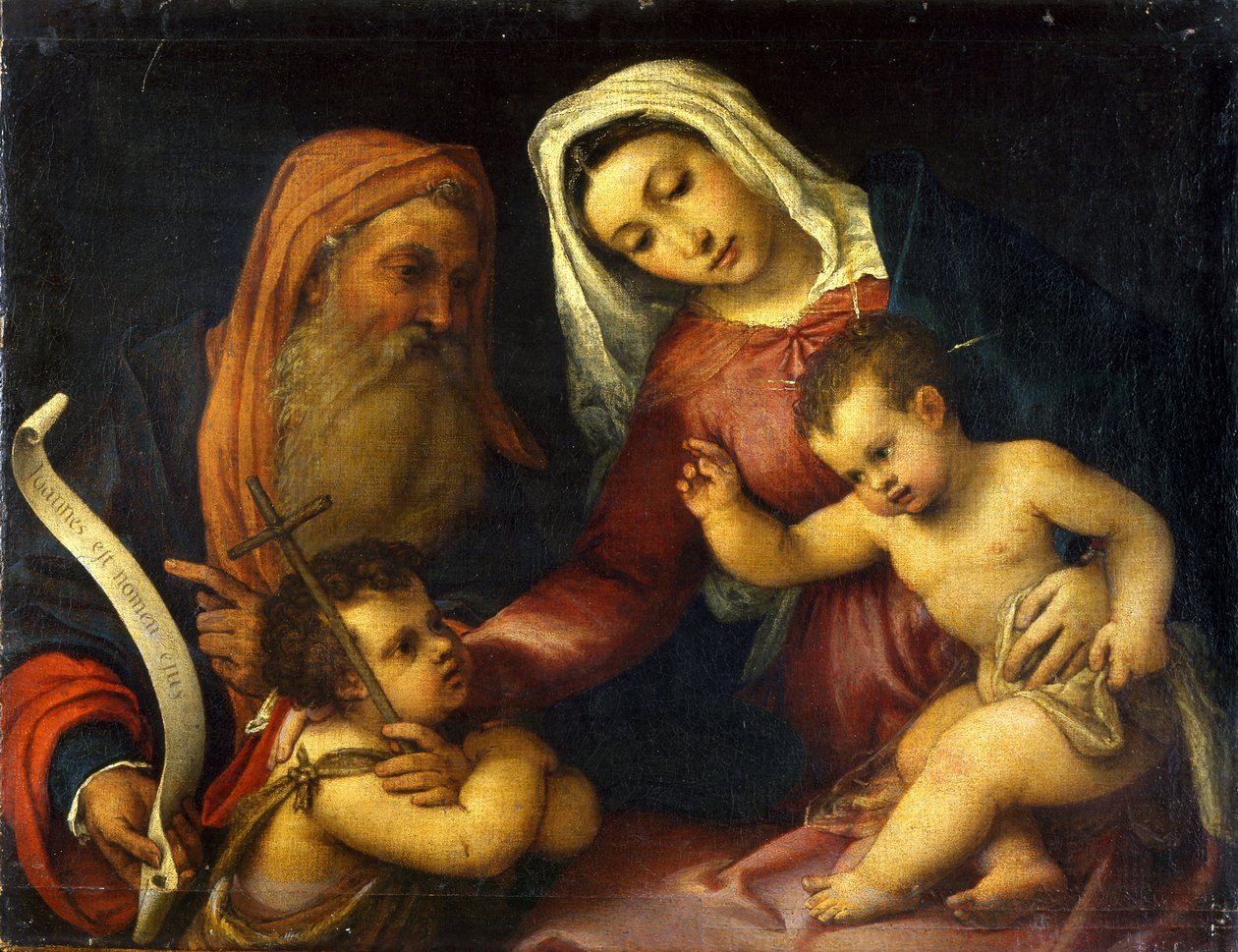 Panna a dítě se svatými Zachariášem a Janem Křtitelem od Lorenzo Lotto