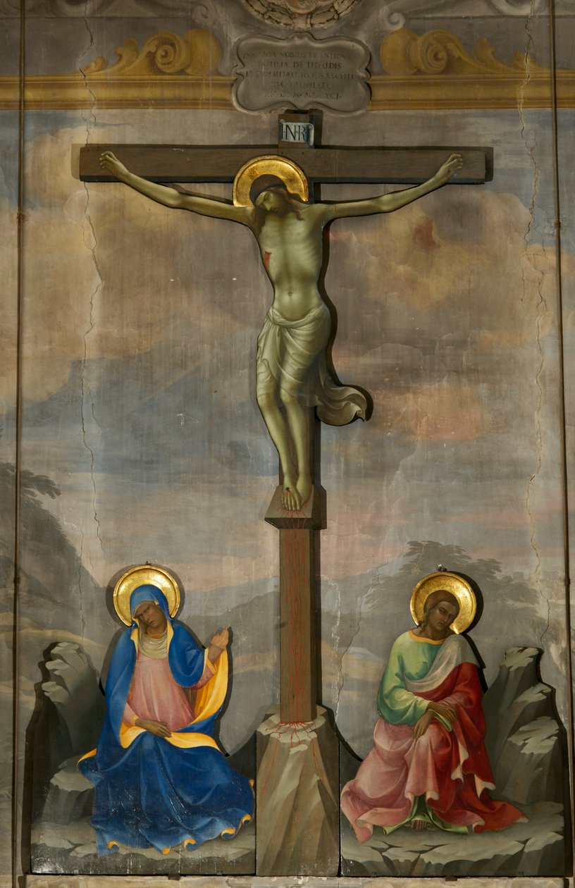 Kalvárie (tempera na dřevě s freskovým pozadím) od Lorenzo Monaco