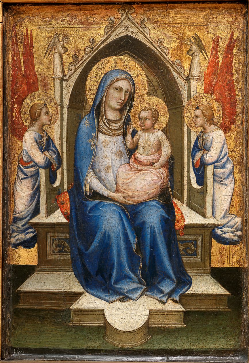 Madonna trůnící mezi dvěma zbožňujícími anděly, cca 1400 (panel) od Lorenzo Monaco