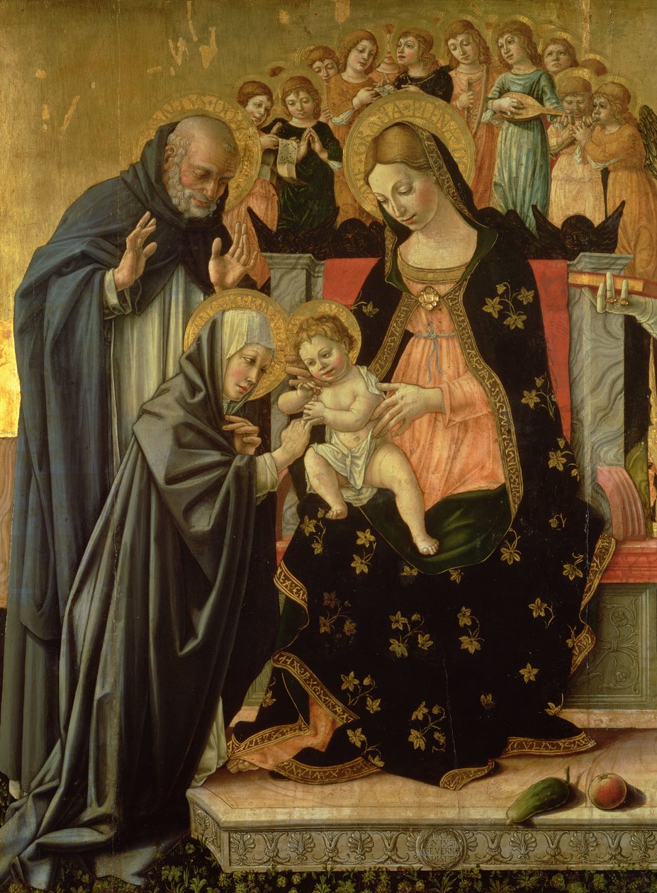 Mystická svatba svaté Kateřiny, detail (panel) od Lorenzo da Sanseverino