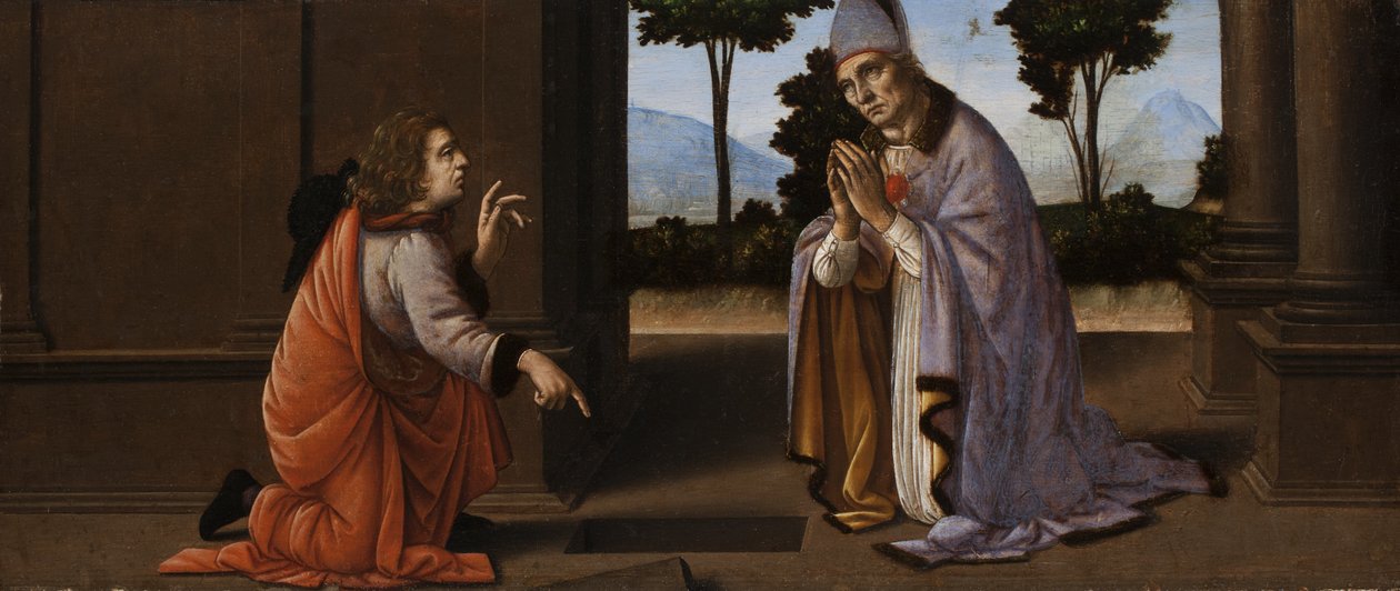 A Miracle of Saint Donato of Arezzo, c.1479-85 (tempera na panelu) od Lorenzo di Credi