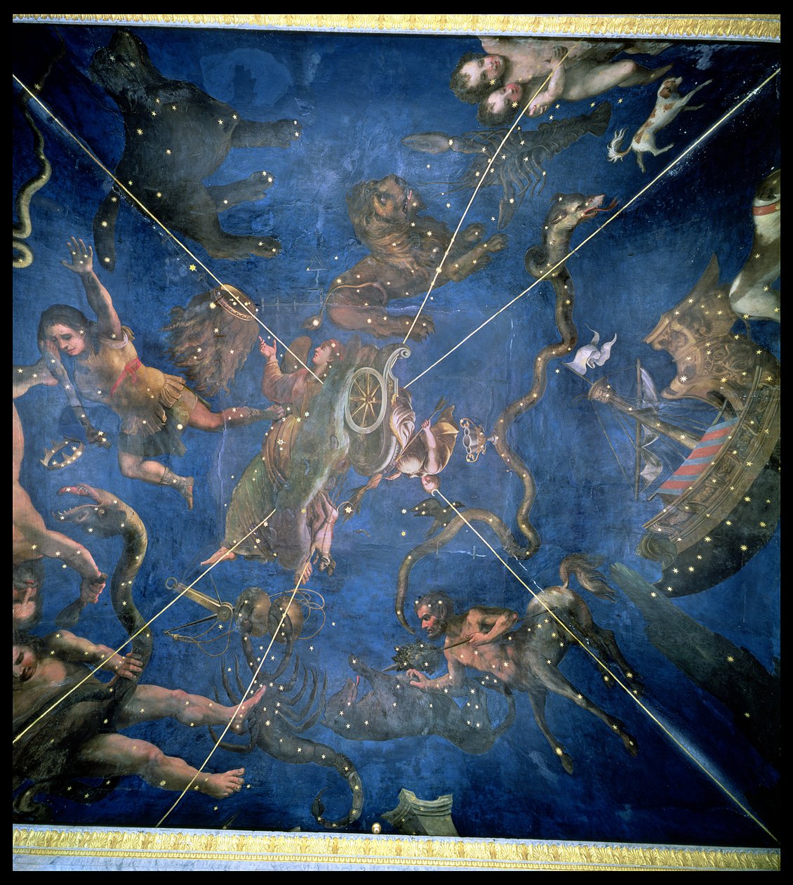 Znamení zvěrokruhu, detail ze stropu Sala dello Zodiaco, 1579 od Lorenzo Costa