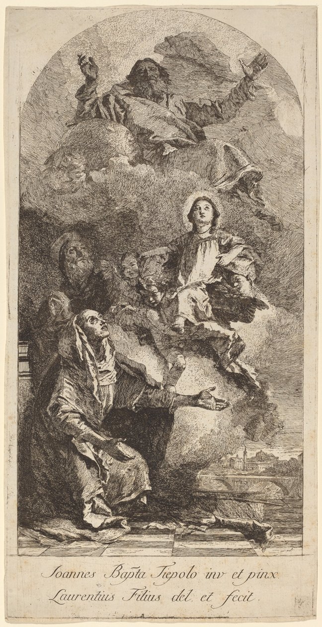 Vize svaté Anny od Lorenzo Baldissera Tiepolo after Giovanni Battista Tiepolo