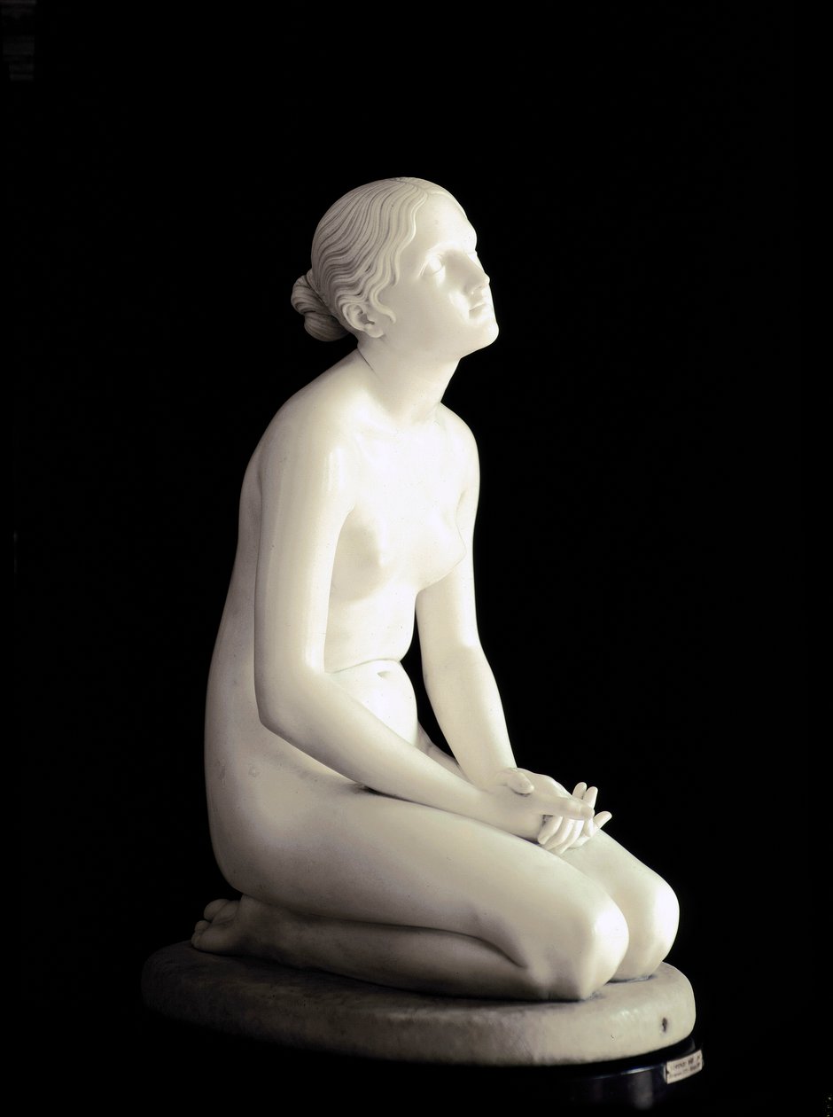 Důvěra v Boha Mladá dívka klečí její pohled se obrací k nebi v modlitbě. Mramorová socha Lorenza Bartoliniho (1777-1850) 1835 Rozm. 95 cm Milán, Museo Poldi-Pezzoli od Lorenzo Bartolini
