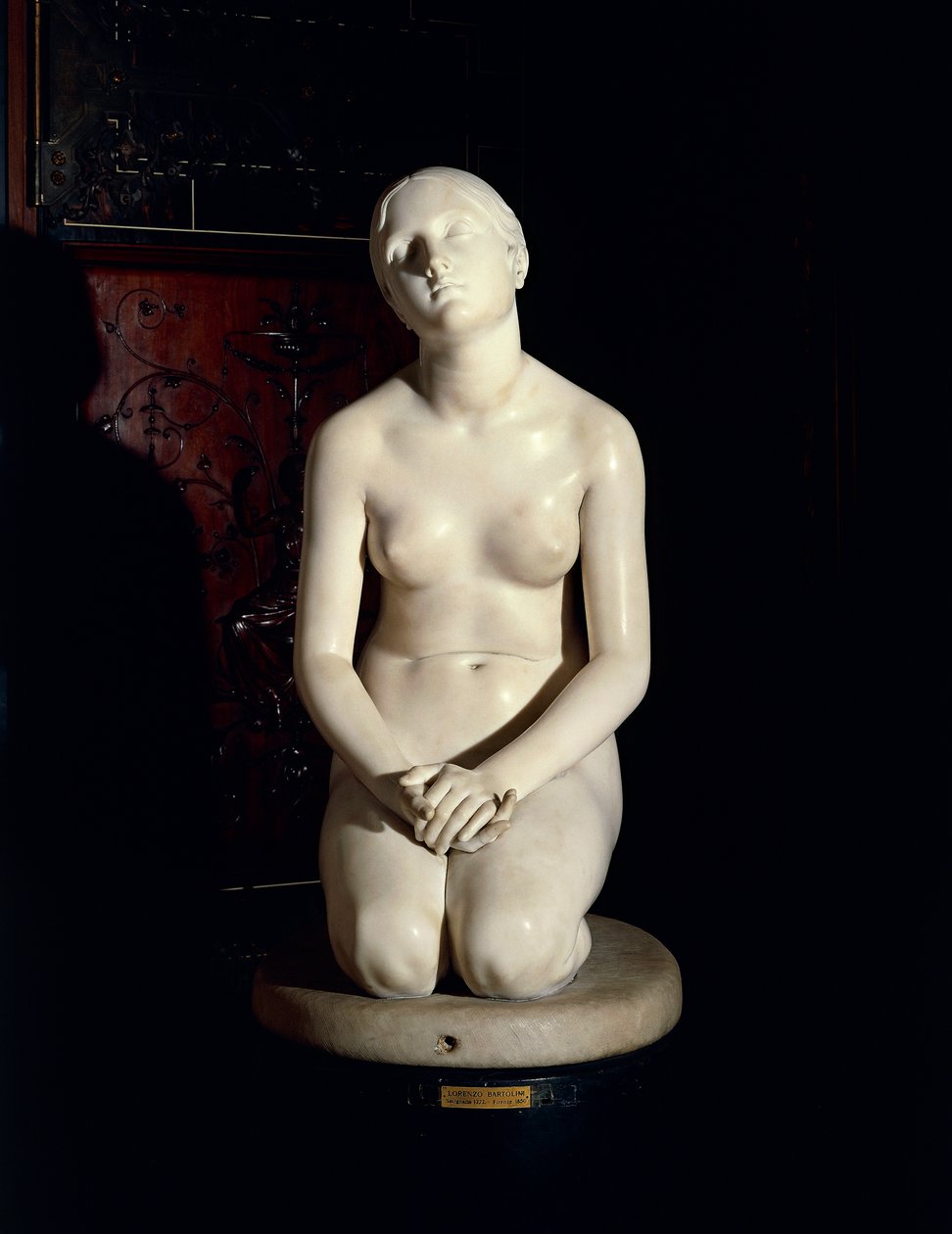 Důvěra v Boha, Lorenzo Bartolini (1777-1850), mramorová socha od Lorenzo Bartolini