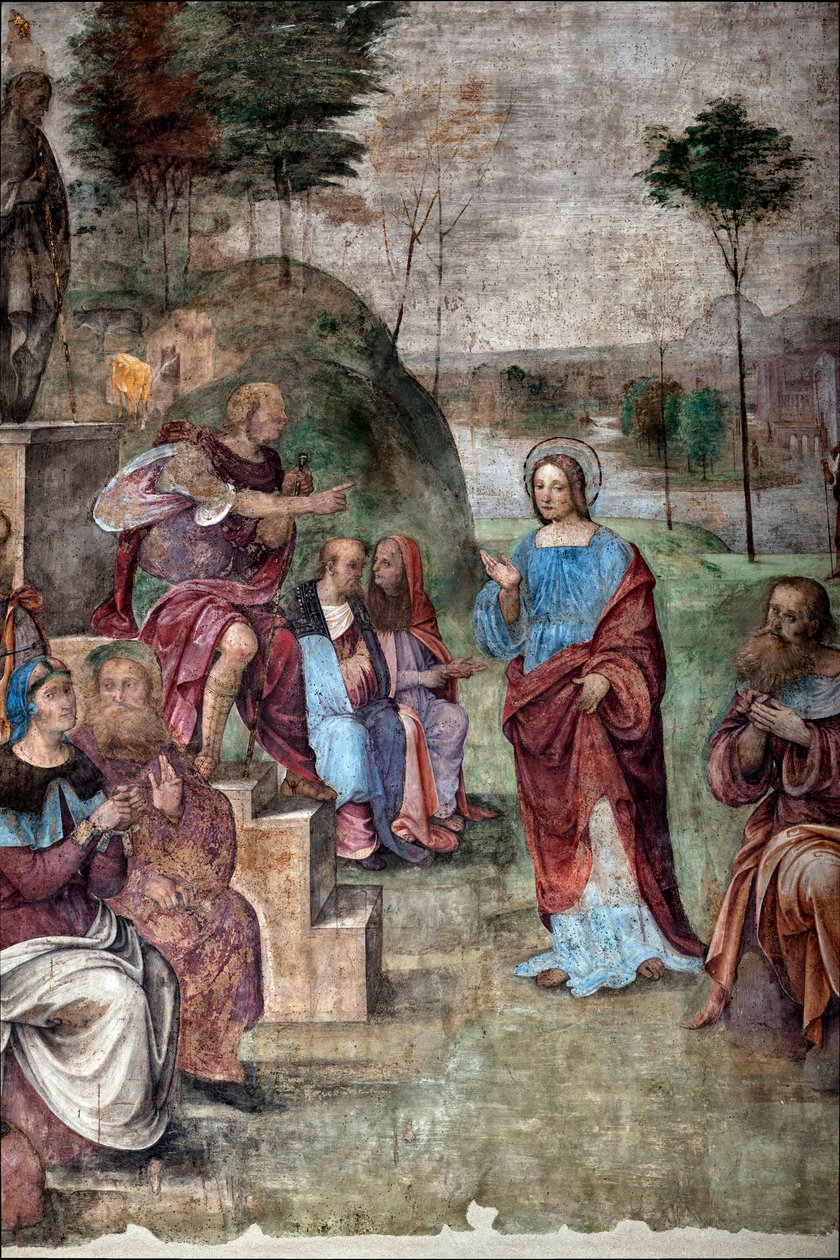 Život svaté Cecílie: Proces se svatou Cecílií, detail (freska od Lorenzo Costa